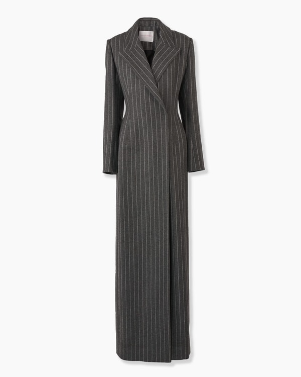 Peak Lapel Pinstripe Coat